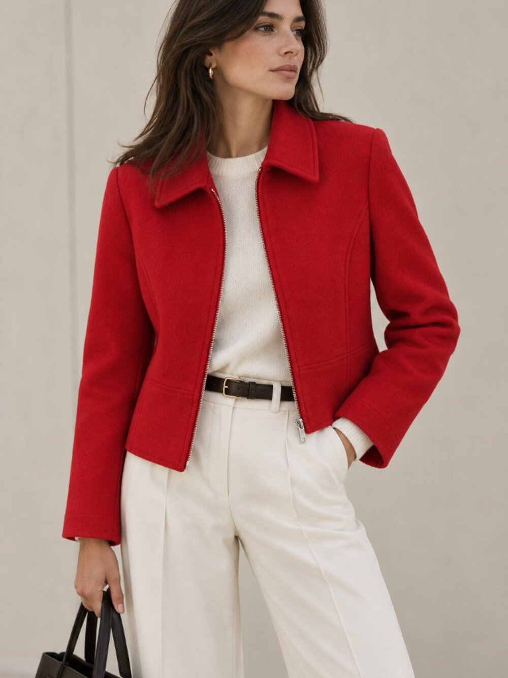 LOUBEN | Portfolio Red Wool & Cashmere Blend Jacket - Size 8